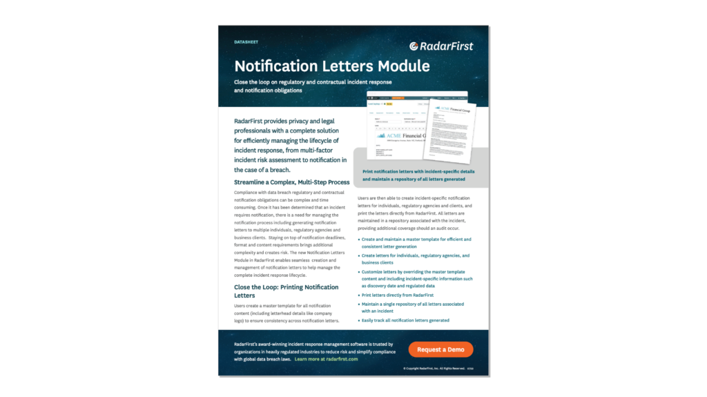 notifications letter module radarfirst