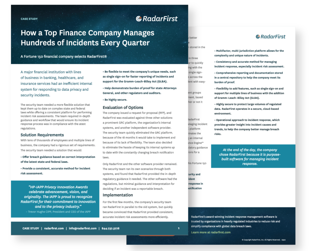 fortune 150 financial company selects radarfirst thumbnail