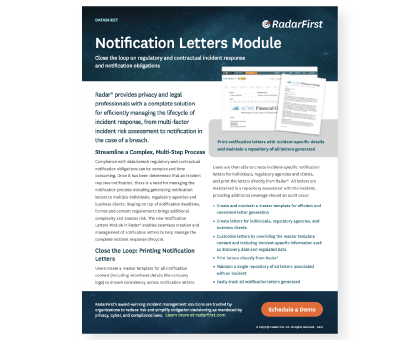 Notifications Letter Module Radar® Datasheet Thumbnail