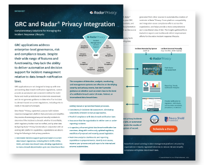 GRC and Radar® Privacy Integration
