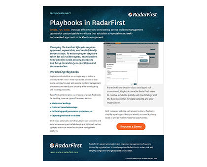 Playbooks in RadarFirst
