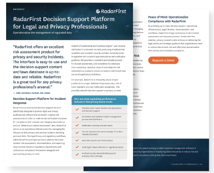RadarFirst Decision Support Platform for Legal and Privacy Professionals