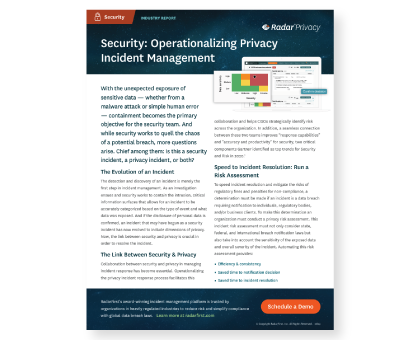 Security: Operationalizing Privacy Incident Management