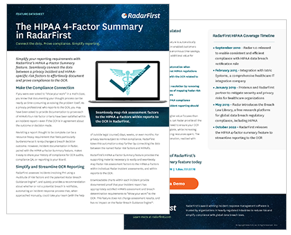 The HIPAA 4-Factor Summary in RadarFirst