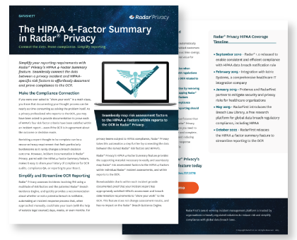 The HIPAA 4-Factor Summary in Radar® Privacy.