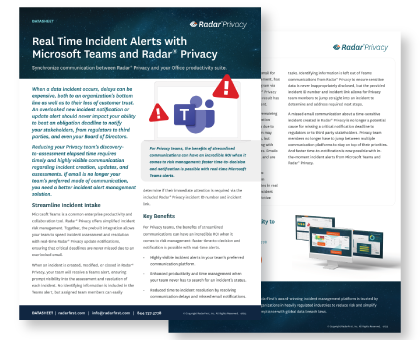 Real Time Incident Alerts with Microsoft Teams and Radar® Privacy