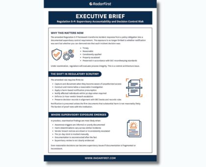 Reg S-P Executive Brief on Compliance Risk